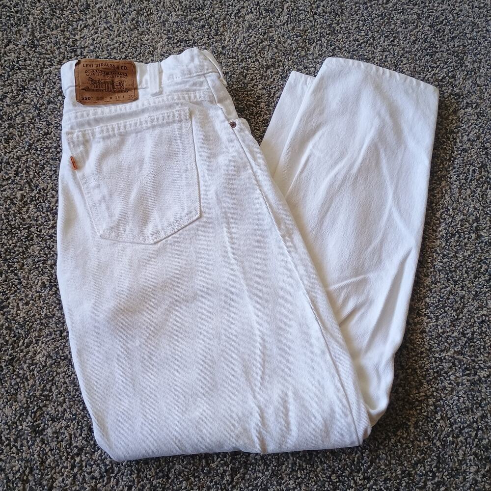 Levi's Orange Tab Vintage 90s 550 White Denim Jeans Pants 34x29 Grunge Summer